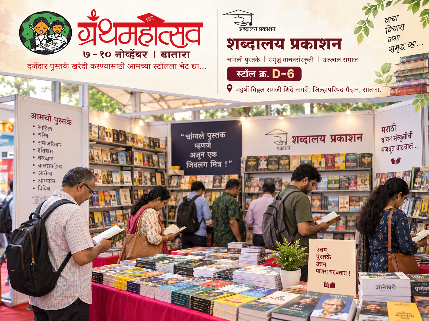 पुस्तक व साहित्य प्रदर्शन :सातारा ग्रंथमहोत्सवात शब्दालय प्रकाशनचा सहभाग